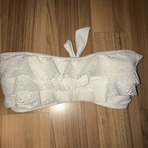 White strapless Bandeau Mesh Swimsuit top
